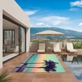 thumbnail image 3 of Turquoise Pink Coastal Outdoor Rug for Patio/Deck/Porch, Non-Slip Large Area Rug 4 x 6 Ft, Summer Tropical Beach Palm Tree Indoor Outdoor Rugs Washable Area Rugs, Reversible Camping Rug Carpet Runner, 3 of 8