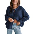 thumbnail image 1 of Jersey tipo cárdigan Acmplla de punto grueso con botones azul marino para mujer, 1 of 6