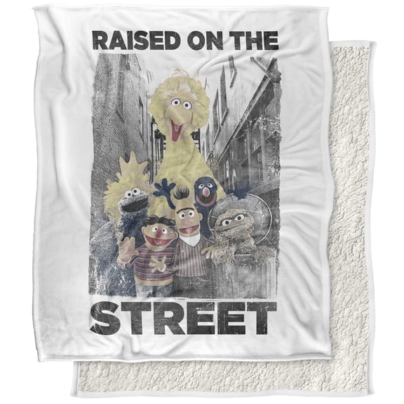 Sesame Street Blanket, 50"x60", Raised On The Streets Silky Touch Sherpa Back Super Soft Throw Blanket