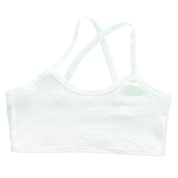 CYRBOKO Girls Barlettes, Breathable Soft Cami Cotton Comfortable Teen Girls Bras White Size 9-10 T