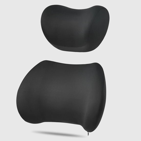 Car Headrest & Lumbar Support Cushion Kit, Ergonomic Driving Fatigue Relief Seat Memory Foam Neck Back Rest Pillows