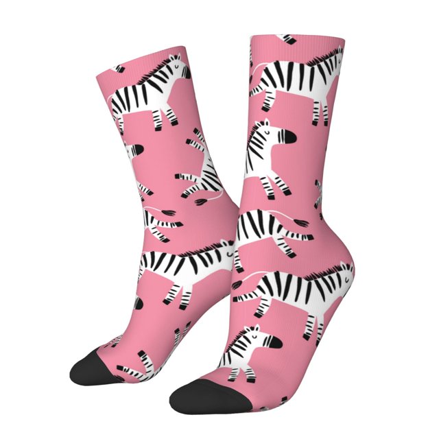 Fotbe Cute Cartoon Zebra Calcetas Largas con Estampado para Hombre y Mujer – Calcetas de Compresión Transpirables y Elásticas, Viajar y Uso Diario Talla 5-11