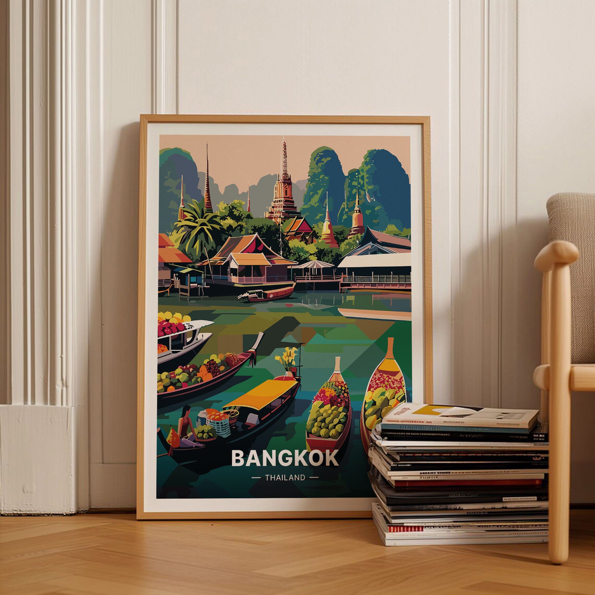Bangkok Floating Market Thailand Travel C20-764 Decorative Wall Art Poster , Poster Print Only