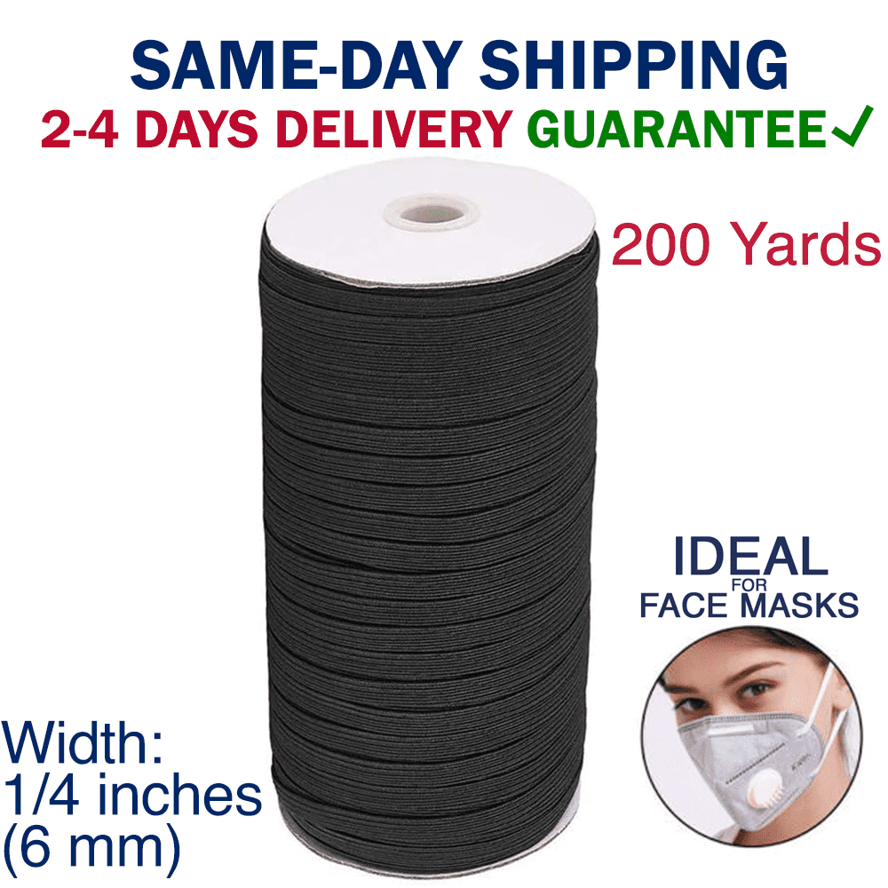 5 YARDS WHITE ELASTIC STRETCH BAND TRIM 1//4/" CORD ROLL SEWING*SAME DAY SHIPPING^