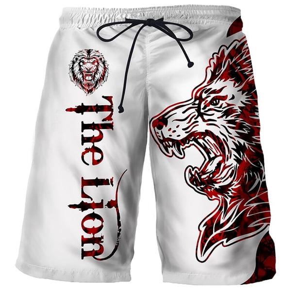 Traje de baño de secado rápido para hombre y niño, bañador deportivo con diseño de Tigre, León y Lobo, pantalones cortos cómodos para tabla de Surf y playa Fivean unisex