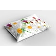thumbnail image 2 of Dragonfly Pillow Sham Daisy Flower Field with Chamomile and Butterflies Grassland Nature Design, Decorative Standard King Size Printed Pillowcase, 36 X 20 Inches, Fern Green White, by Ambesonne, 2 of 2