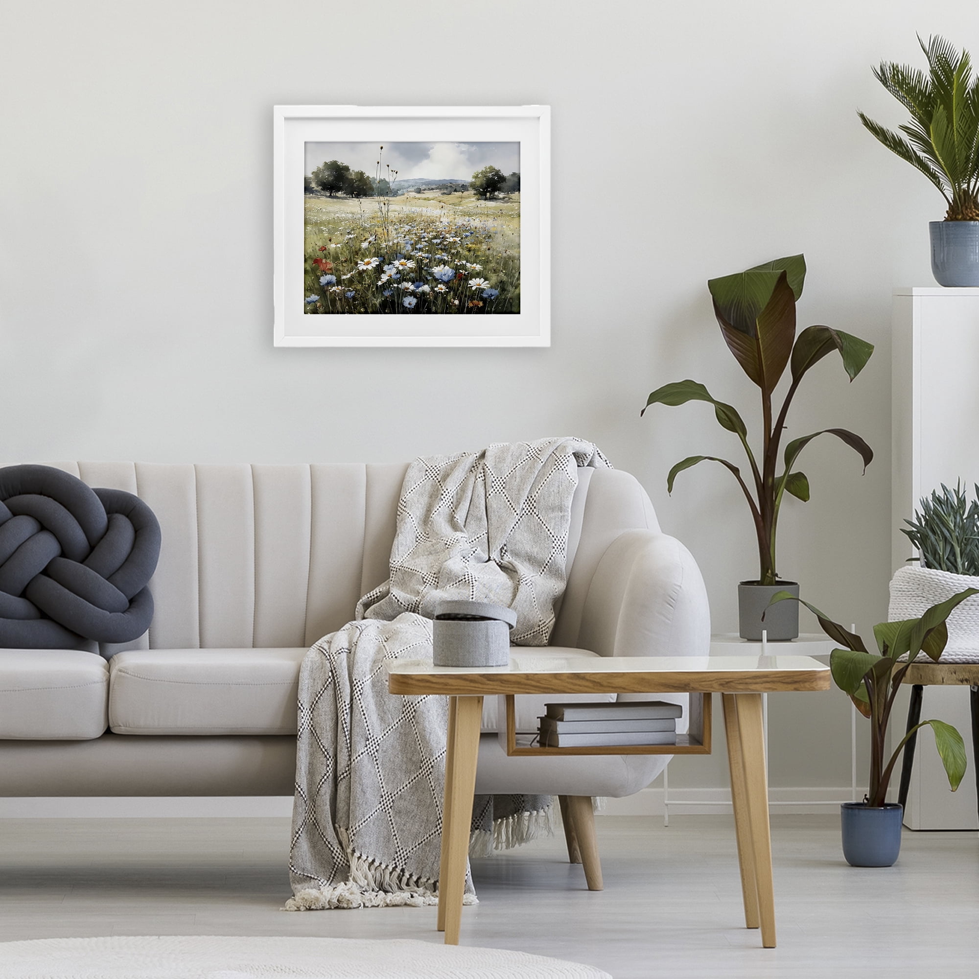 Stupell Industries Calm Meadow of Wildflowers White Framed Print Under Glass, design by Franklyn Gregory