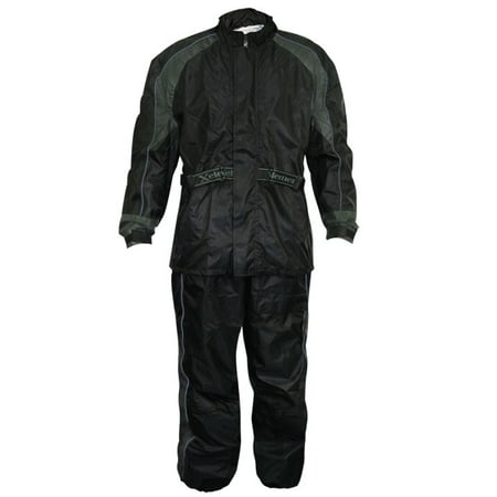 New 54l Mens Suit - Xelement 4727 Mens Black Two-Piece Armored Rain Suit