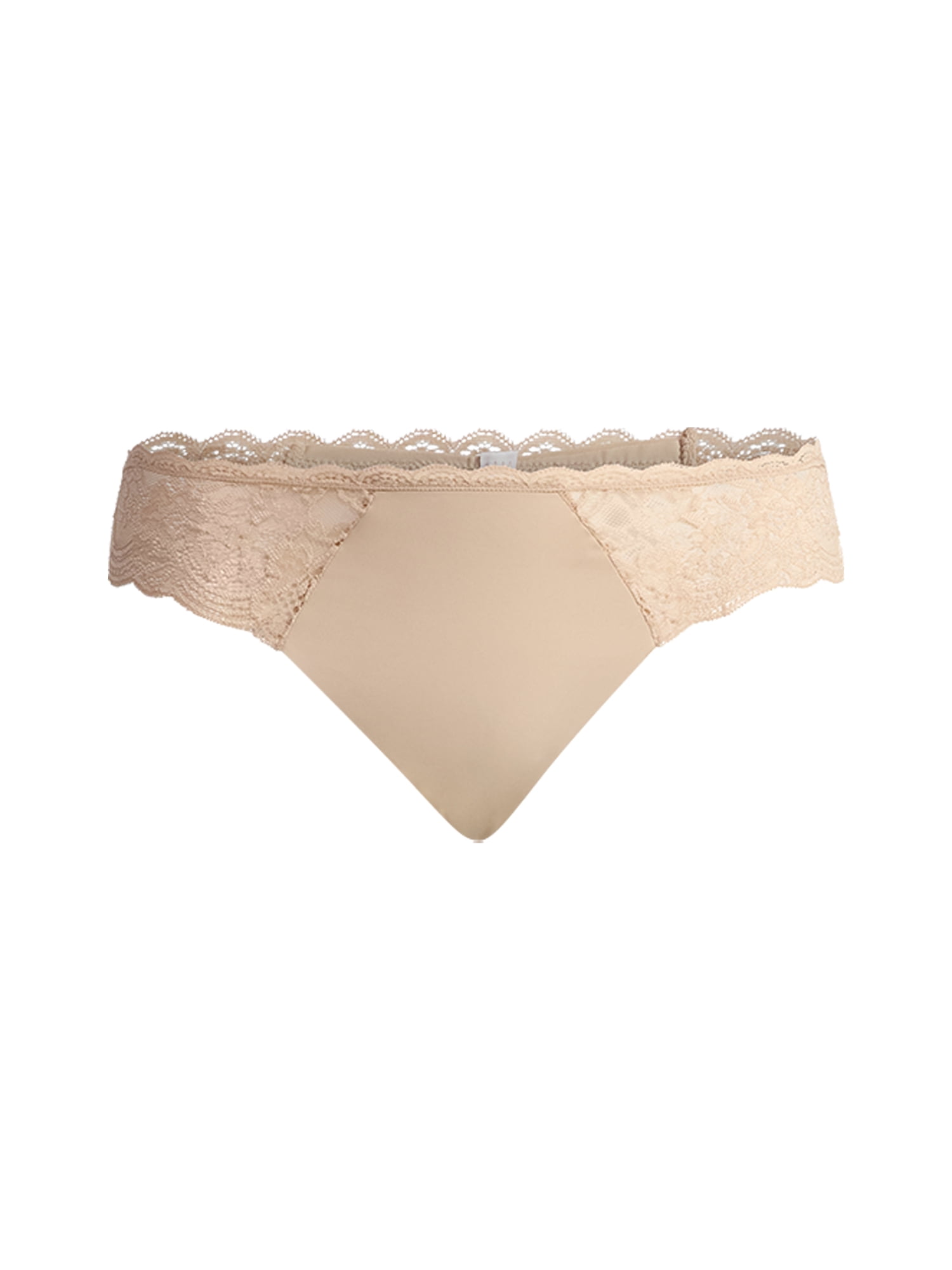 Joyspun Women's Microfiber and Lace Thong Panties, 3-Pack, Sizes XS-3XL