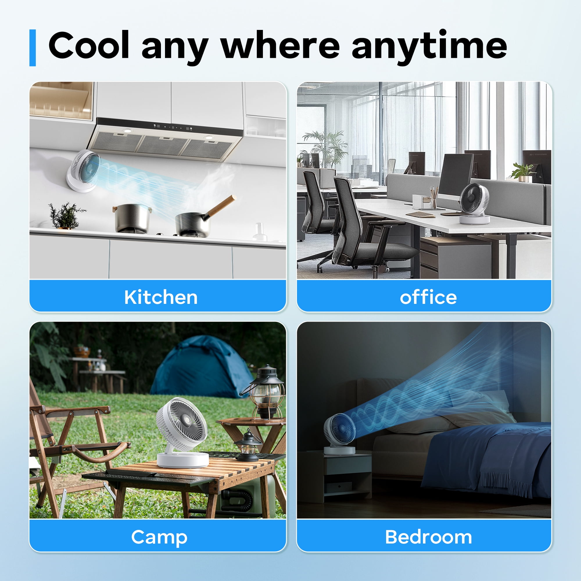 ALROCKET Desk Fans,90° Oscillating Air Circulator,4 Speeds,40ft Powerful Airflow,Oil Diffuser,Portable Fan for Bedroom, Office, Camping