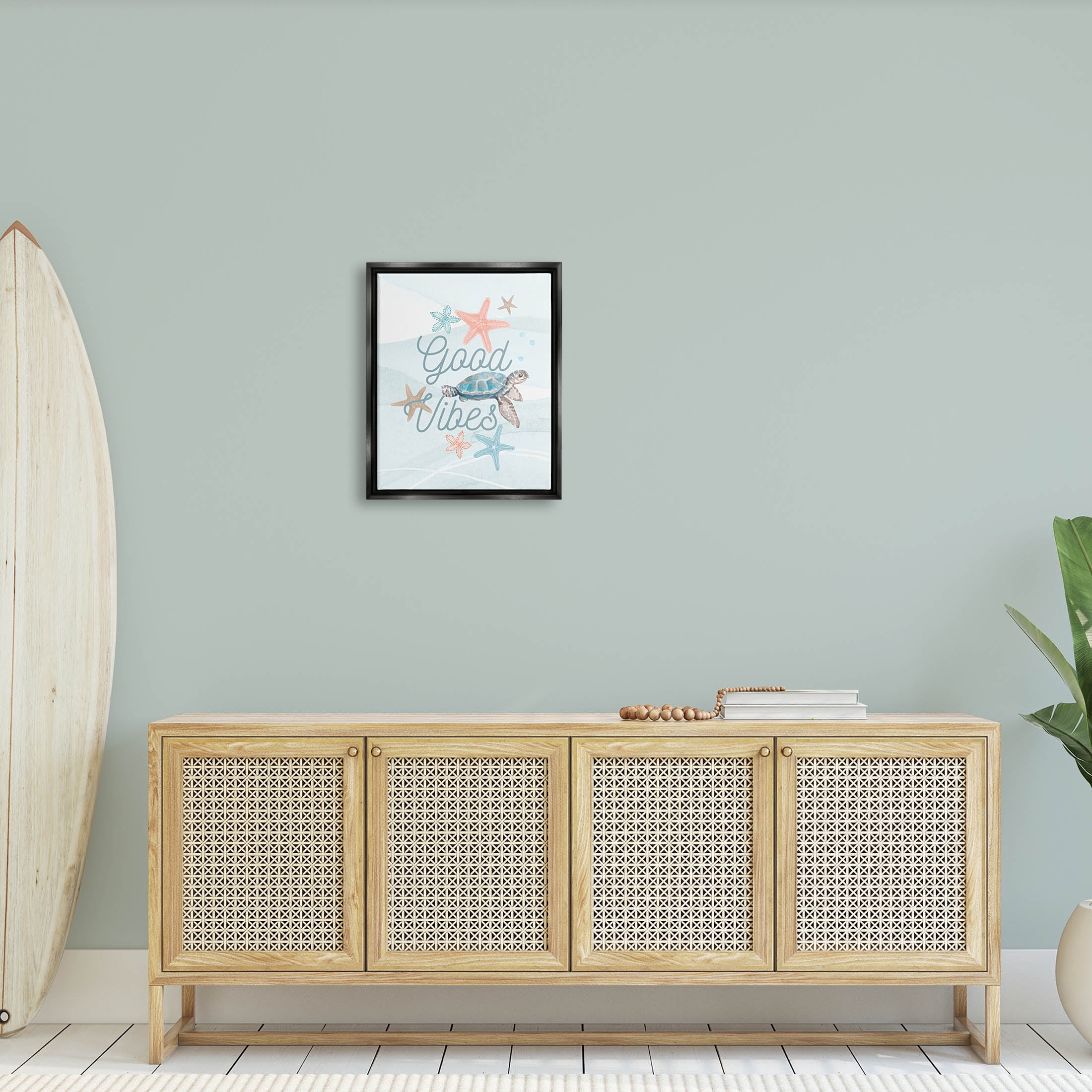 Good Vibes Underwater Sea Life Animals & Insects Graphic Art Jet Black Framed Art Print Wall Art