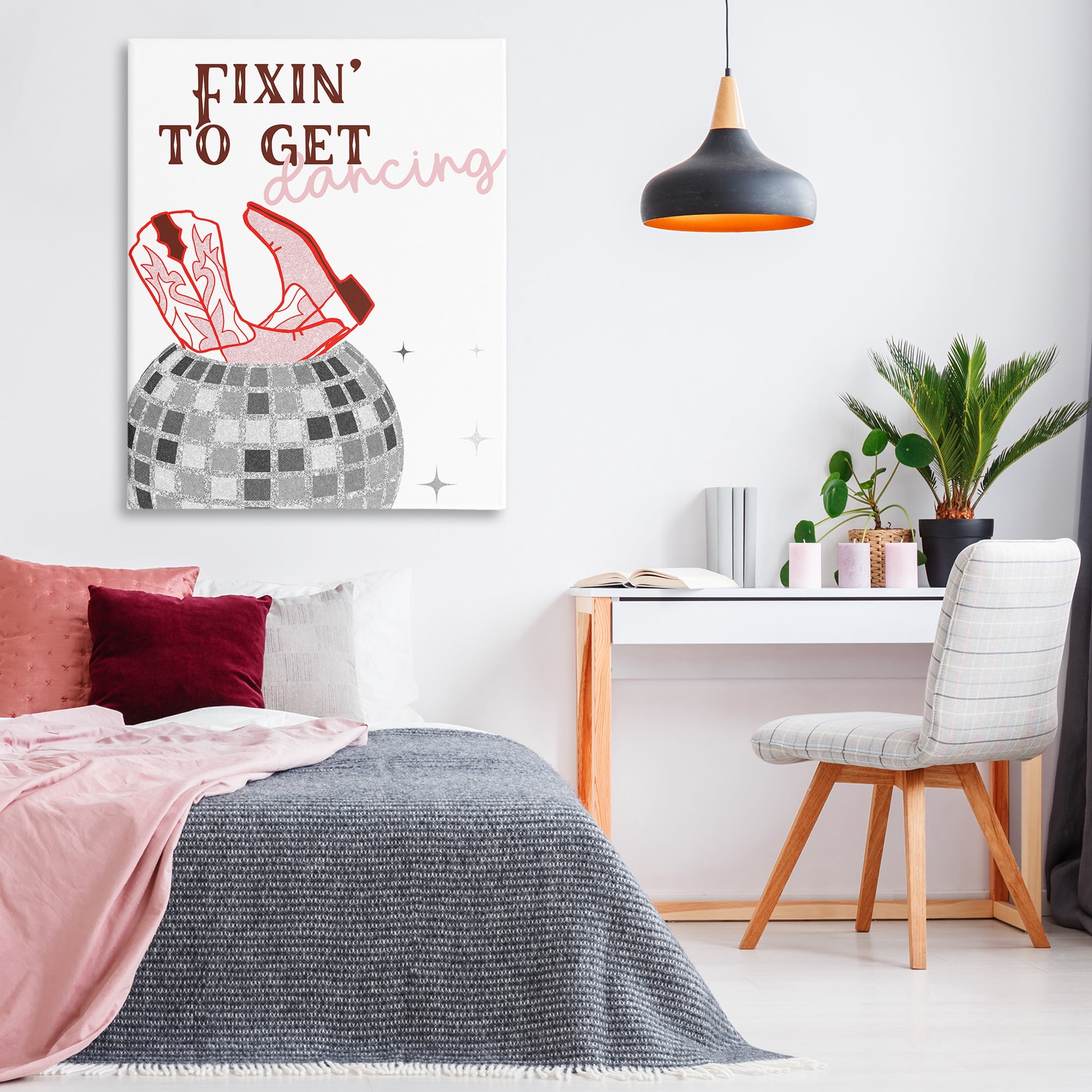 Stupell Industries Disco Cowgirl Dance Phrase Text & Numbers Painting Wrapped Canvas Art Print Wall Art, 36 x 48