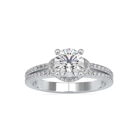 Divine Jewel Women's 1.5 Ct Round Cut Lab Created Diamond Ring - Stunning Solitaire with Accents - 14K White Gold Plated Engagement Ring - Perfect for Birthdays, Anniversaries, and Special Occasions