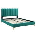 thumbnail image 3 of Modway Reagan Twin Performance Velvet Platform Bed in Teal, 3 of 10
