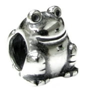 Queenberry Sterling Silver Frog Toad European Style Bead Charm Fits Pandora