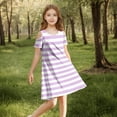 thumbnail image 5 of Ashirexll Summer Dresses for Teens, Girls Dresses Size 10-12, Girls' Short Sleeve Round Neck Dress Striped A-Line Dresses with Pockets, 5 of 7
