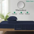thumbnail image 3 of 1000-Thread-Count 100% Egyptian Cotton Sheet Set Twin Size Fits 6-9 Inches Deep Pocket ( Stripe, Mariner Blue ), 3 of 6