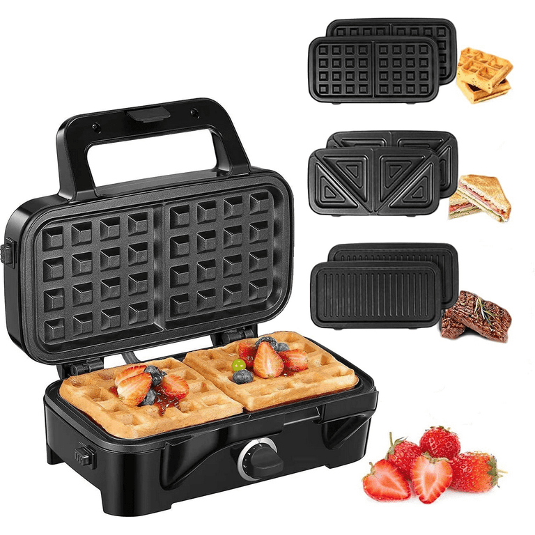 GCP Products GCP-US-567004 Sandwich Maker, 3-In-1 Waffle Maker 800W Panini  Press Grill With Detachable Non-Stick Plates, Indicator Lights, Cool Touch  Ha…