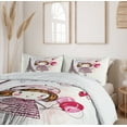 thumbnail image 6 of Ambesonne Paris Duvet Cover Sets, Hearts on Eiffel Tower, 2-Queen, Pale Pink Purple White, 6 of 7