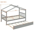 thumbnail image 3 of Twin Size House Bed with Trundle, Wooden Playhouse Platform Bed with Roof and Headboard, No Box Spring Needed, Easy Assembly, Gray, 3 of 9