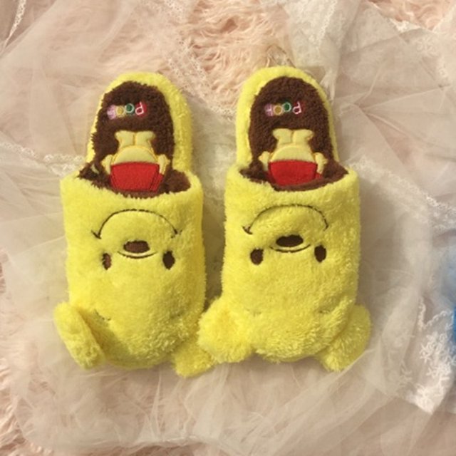 Zapatillas de algodón de punto de Disney, zapatos de pato Donald Winnie The Pooh, nuevas zapatillas de felpa cálidas para interiores con dibujos animados para el hogar de otoño/inviernoWinnie37 Deng Xun unisex