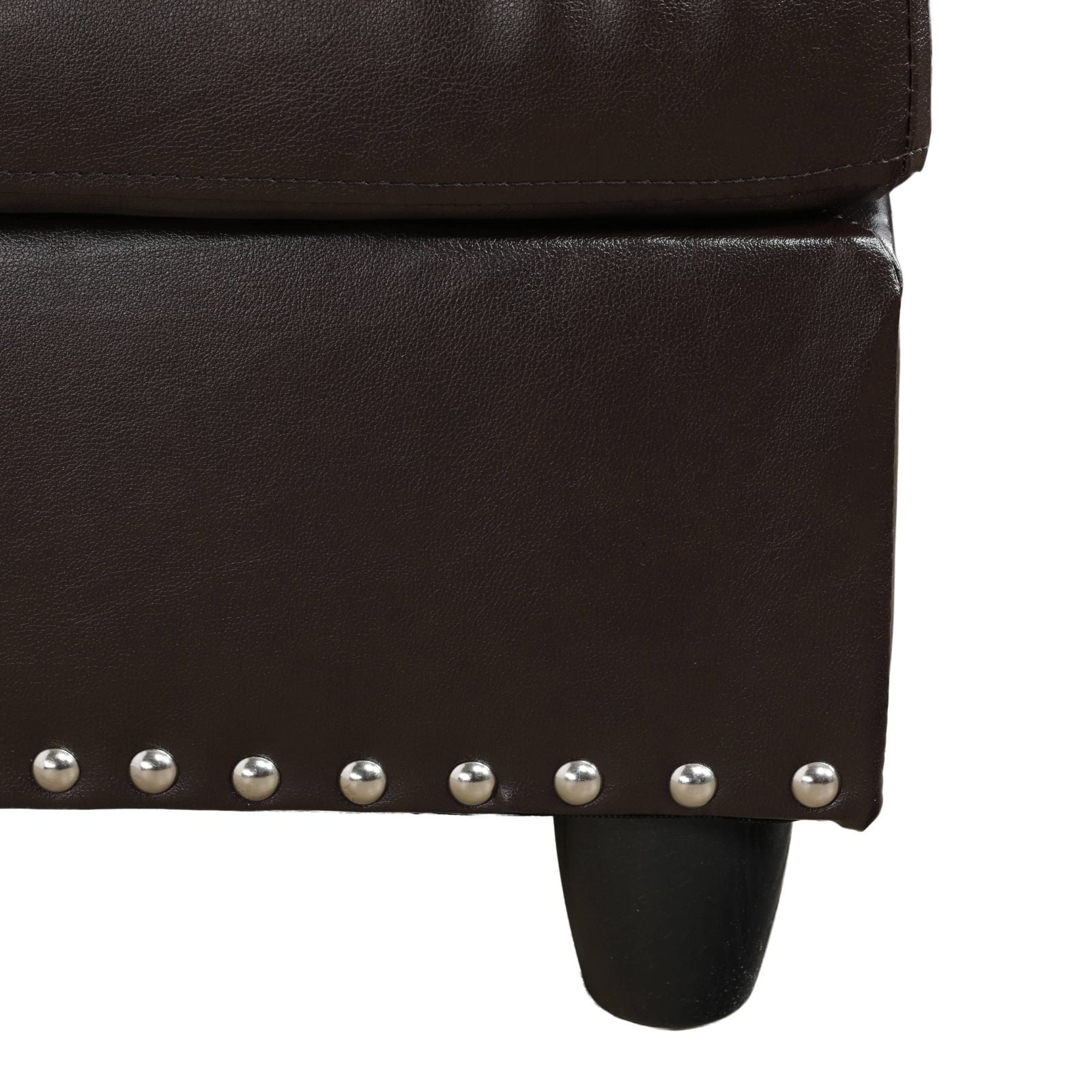 MAYEERTY 97.5" Brown Faux Leather L-Shape Sectional - Durable Modern Seating