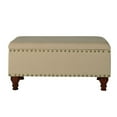 thumbnail image 3 of HomePop Banc de Rangement Rectangulaire Traditionnel en Tissu avec Garniture de Clous en Vanille, 3 of 10