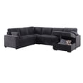 thumbnail image 2 of Modern Sleeper Sofa Set with Pull Out Bed Storage Chaise Fabric Dark Gray, 2 of 9