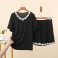 thumbnail image 2 of Thousandth Women's Fashionable Summer Loungewear Casual Comfortable Sleepwear Lace Short Sleeved T-Shirt with Elastic Waist and Lace Shorts Loose Home Clothes Pajamas Set, 2 of 6