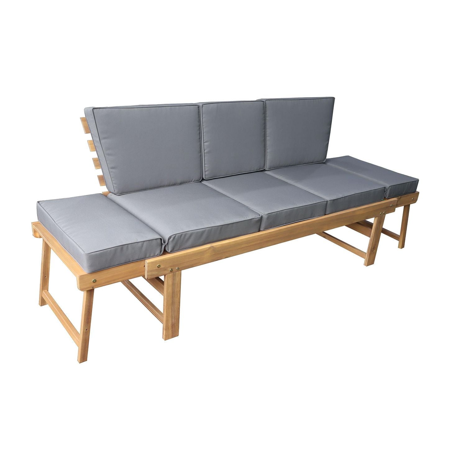 Deko Living Outdoor Acacia Wood Patio Bench/Lounge Chair with Fold Down Center Table & Side Panels