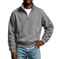 thumbnail image 7 of WIZUTIZ Men's Solid Color High Neck Zip Up Sweatshirt Long Sleeve Casual Pullover Top, 7 of 7