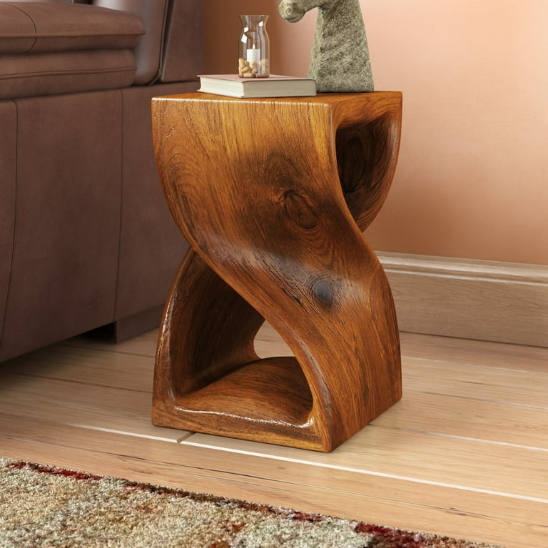 Solid wood abstract end table online