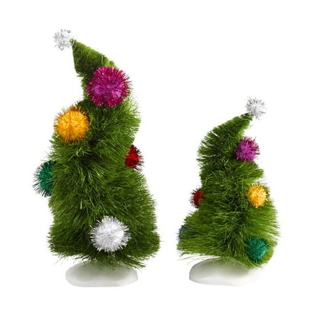 Porcelain Village Set - Department 56 Grinch Villages Wonky Trees, Set of 2