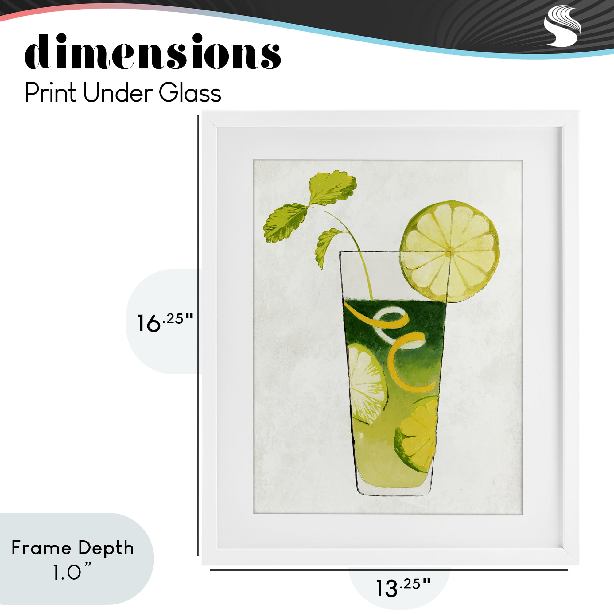 Stupell Industries Summer Cocktail Lime Mint White Framed Print Under Glass, design by Lorenzo Collective