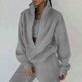 thumbnail image 7 of Kixjoy Track Suits for Women Set Oversized Elastic Waist Pant 2 Piece Long Sleeve Full Zip Fashion Sweatsuits Plain Thermal Winter Womens Clothing, Light Gray S, 7 of 7