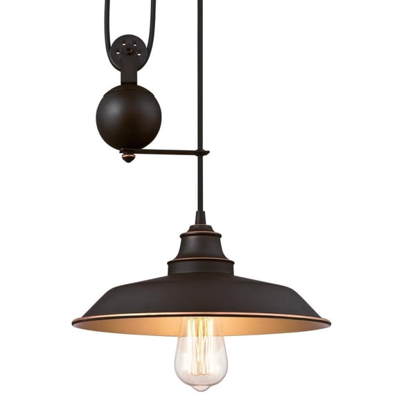 Westinghouse Iron Hill Pulley Pendant Oil Rubbed Bronze Finish with Highlights