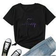 thumbnail image 2 of Mikilon T-Shirts à Col Rond pour Femmes, Imprimé Cœur, Manches Courtes, Blouse, 2 of 5