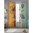 thumbnail image 2 of Floral Orange Sheer Curtains 84 Inch Length 2 Panels Set, Multicolor Striped Decadent Botanical Flower Voile Window Treatment Curtains Sheers Drapes for Bedroom/Living Room/Kitchen 52"x84"x2, 2 of 7
