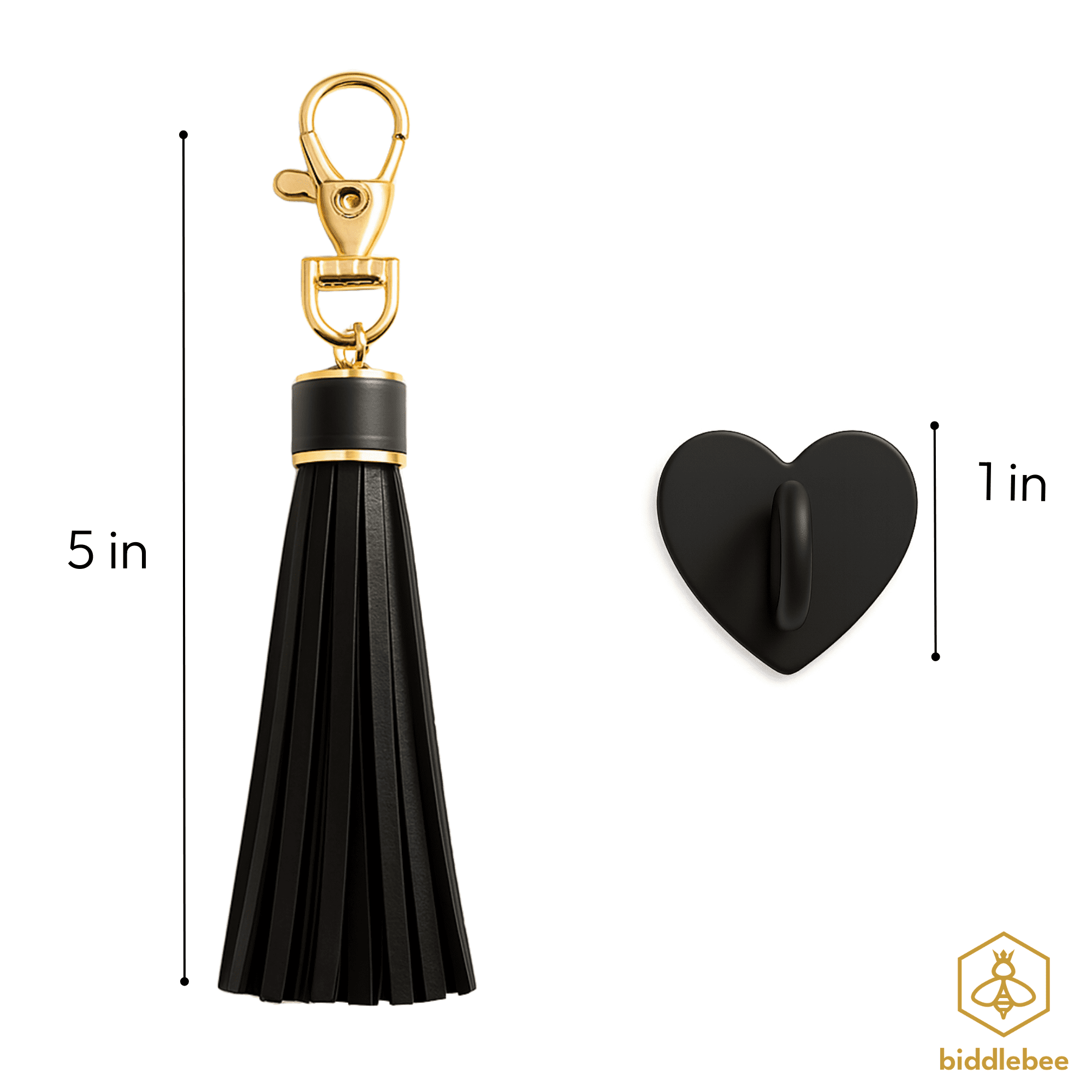 Biddlebee Tumbler & Purse Charm with Charm Hook Drinkware Accessory, Black Tassel