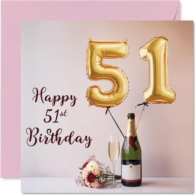 Tarjeta de Felicitación Stuff4 51º Cumpleaños Globos y Champagne
