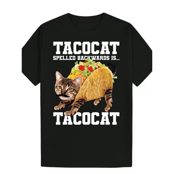 Men's Funny Taco Cat Spanish Wordplay T-Shirt - Tabby Cat & Taco Design