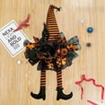 thumbnail image 4 of Halloween Wreath for Front Door, Black Orange Mesh Wreath, Halloween Decorations Door Wreah with Witch Hat Legs and Pumpkin for Party Home Decor, 4 of 5
