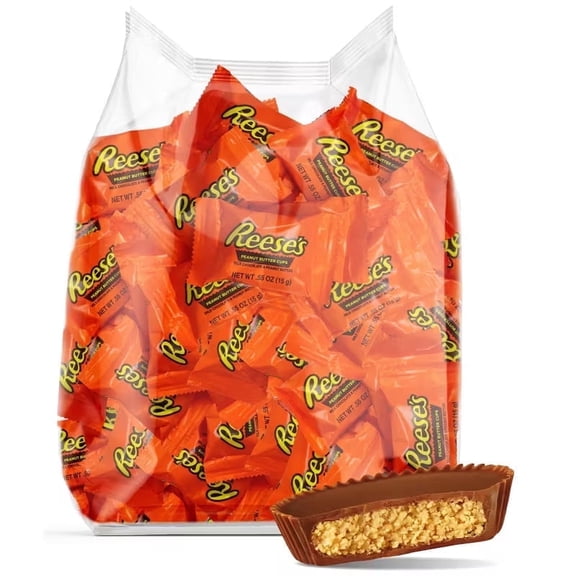 Reese’s Snack Size Peanut Butter Cups  2 lb Bulk Chocolate Candy, Individually Wrapped Treats for Parties, Holidays, and Sharing