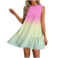 thumbnail image 3 of Sentmoon Robe Bohème pour Femmes 2026 Couleur Dégradée Active Col Rond Robe d'Été Plissée Respirante Coupe Régulière Vacances pour Voyage et Congé TTG, 3 of 8