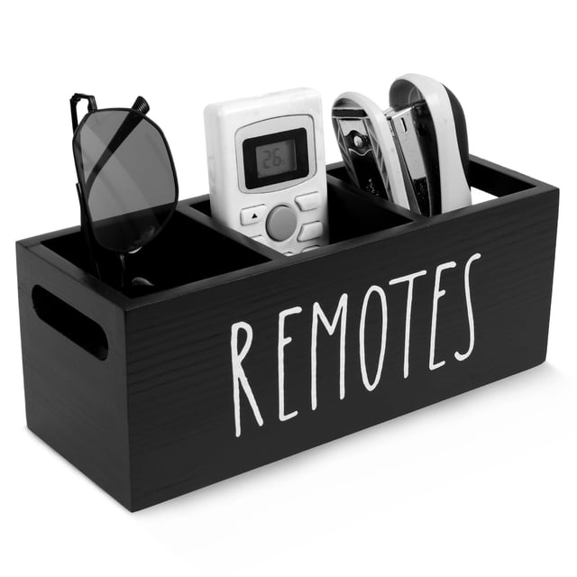 Soporte para Control Remoto de TV con 3 Compartimentos para Sala de Estar Organizador de Controladores de Madera Organizador Suave para Mesa de Noche