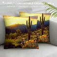 thumbnail image 3 of Creowell Cactus Wildflowers Sunset Pillow Covers for Couch Sofa Indoor Outdoor, Square Throw Pillow Cover 1PC Autumn Theme 20x20in, 3 of 5