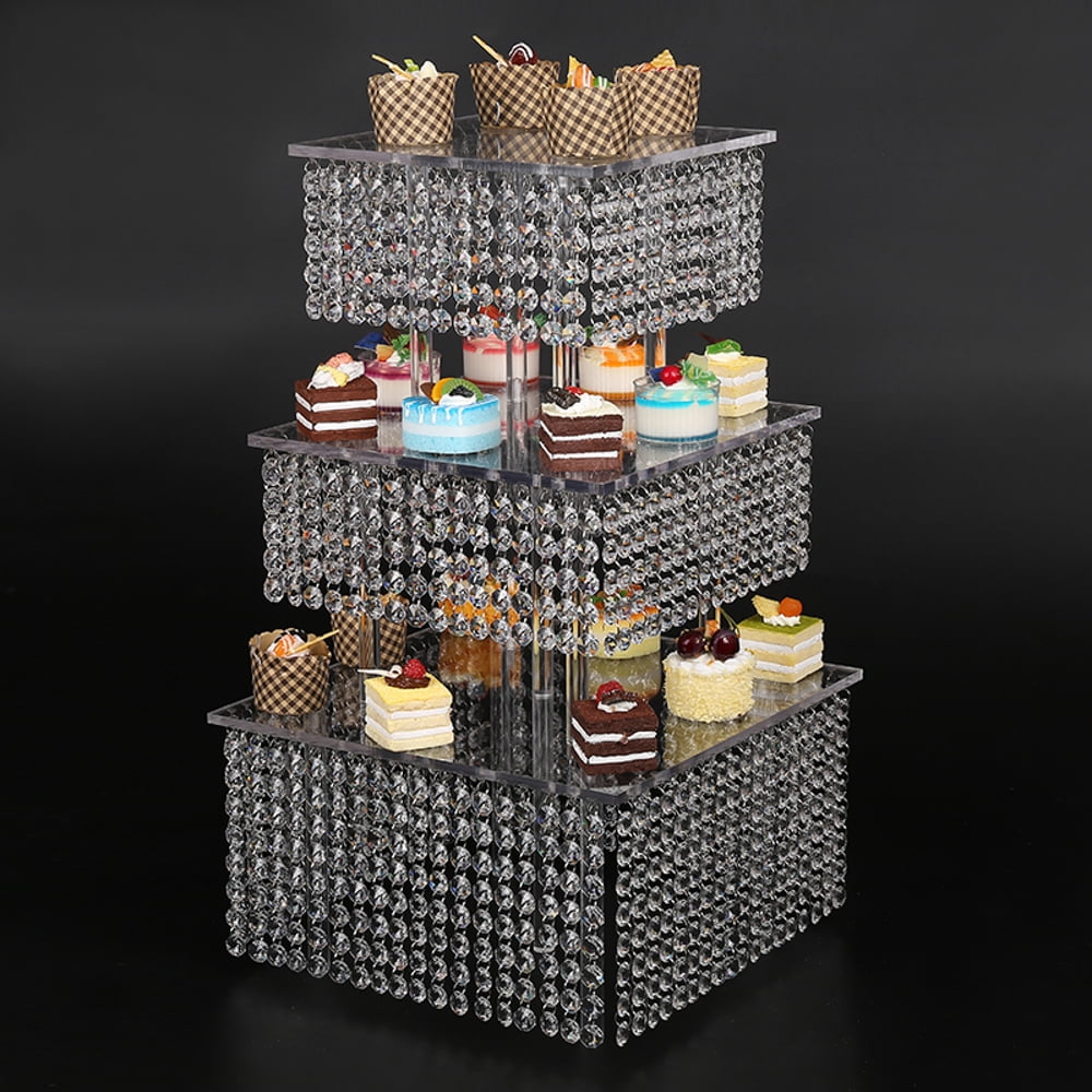 3 Tier Round Crystal Wedding Crystal Cake Stand For Birthday Wedding