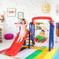 thumbnail image 4 of Goplus 3 in 1 Junior Children Climber Slide Swing Seat Basketball Hoop Playset Backyard, 4 of 10