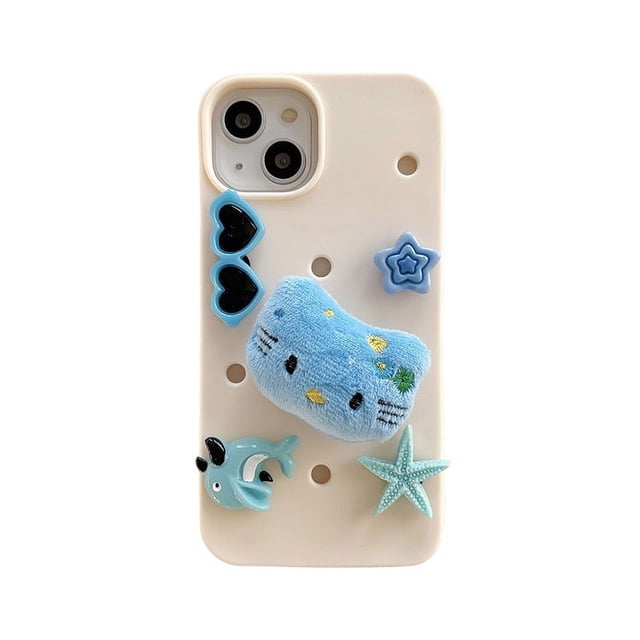 Funda de silicona suave para teléfono iPhone 14, 13, 12, 11, X, XR, XS, Pro Max, Mini Plus, DIY, bonito gato Kt de felpa, Hello Kitties Croc