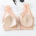 thumbnail image 4 of Fsqjgq Lace Bras for Women Front Zipper Brassiere Crop Top Solid Wireless Push up Small Chest Gathered&nbsp;Sports Bra Breathable Underwear Beige L, 4 of 5
